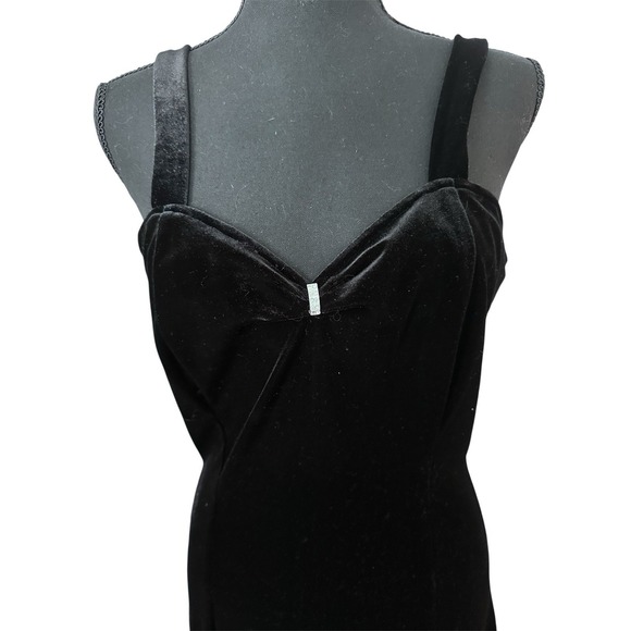 VTG Fashion Bug Velvet Dress Size 8 Black Slip Formal Gown Bolero Prom Y2K Goth - Picture 5 of 11